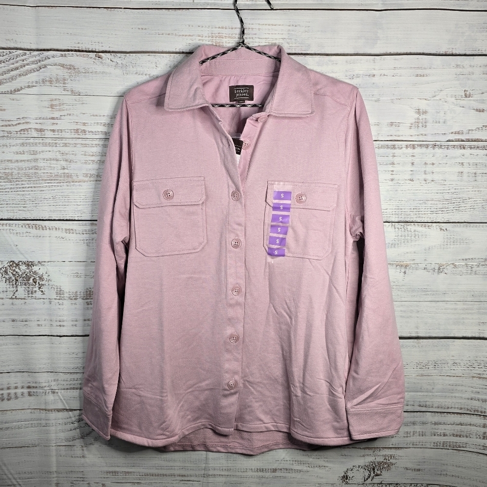 NWT Berkley Jensen Pink‎ Button-down Cotton Shacket Woman Size Small